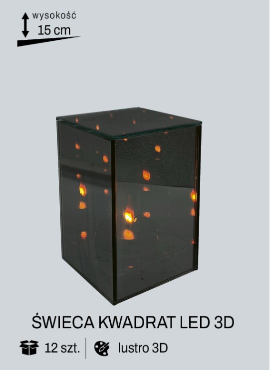 ŚWIECA KWADRAT LED 3D